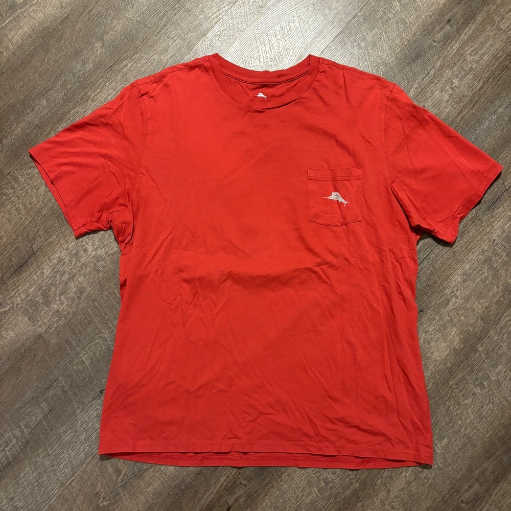 Red Tommy Bahama “High Steaks” Pocket Tee